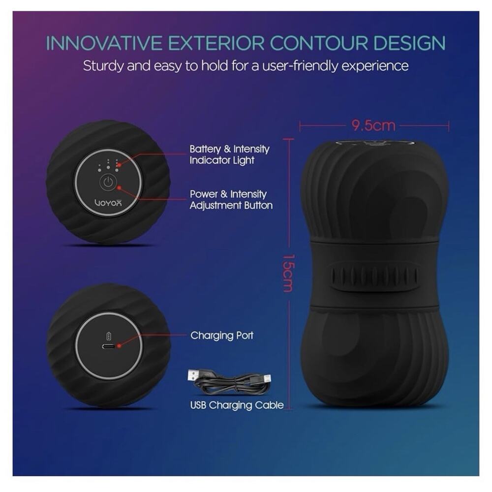 VOYOR-HEALTH MB300 Vibrating Peanut Massage Ball Roller USB Rechargeable Black - Picture 6 of 8